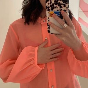 BNWT WRAY NYC MASON BLOUSE TOP in ELECTRIC CORAL